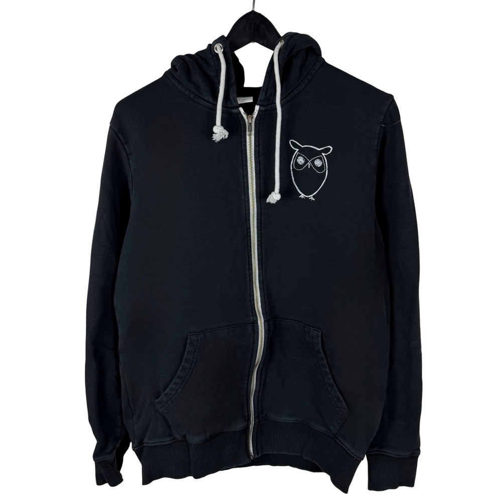 Mens Knowledge Cotton Apparel Owl Logo Organic Full Zip Hoodie Size S